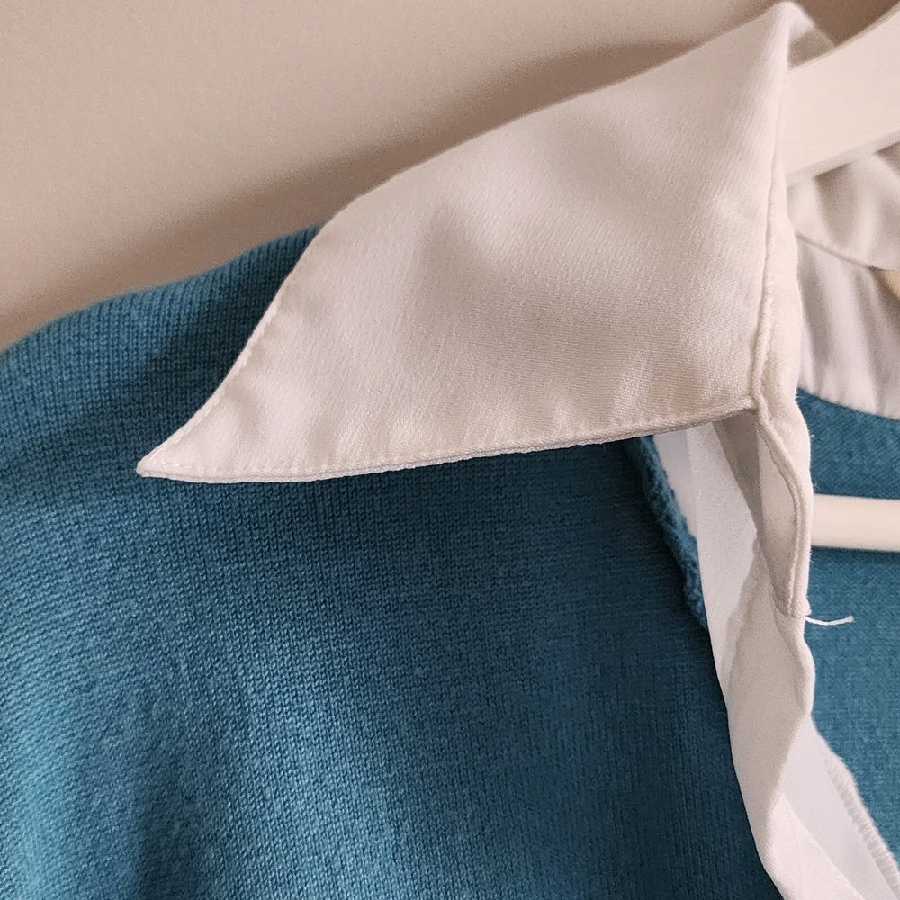VTG PENMANS Shirt Sweater Womens Plus Size 2X White Collar Attached Blue Polo - Picture 6 of 16